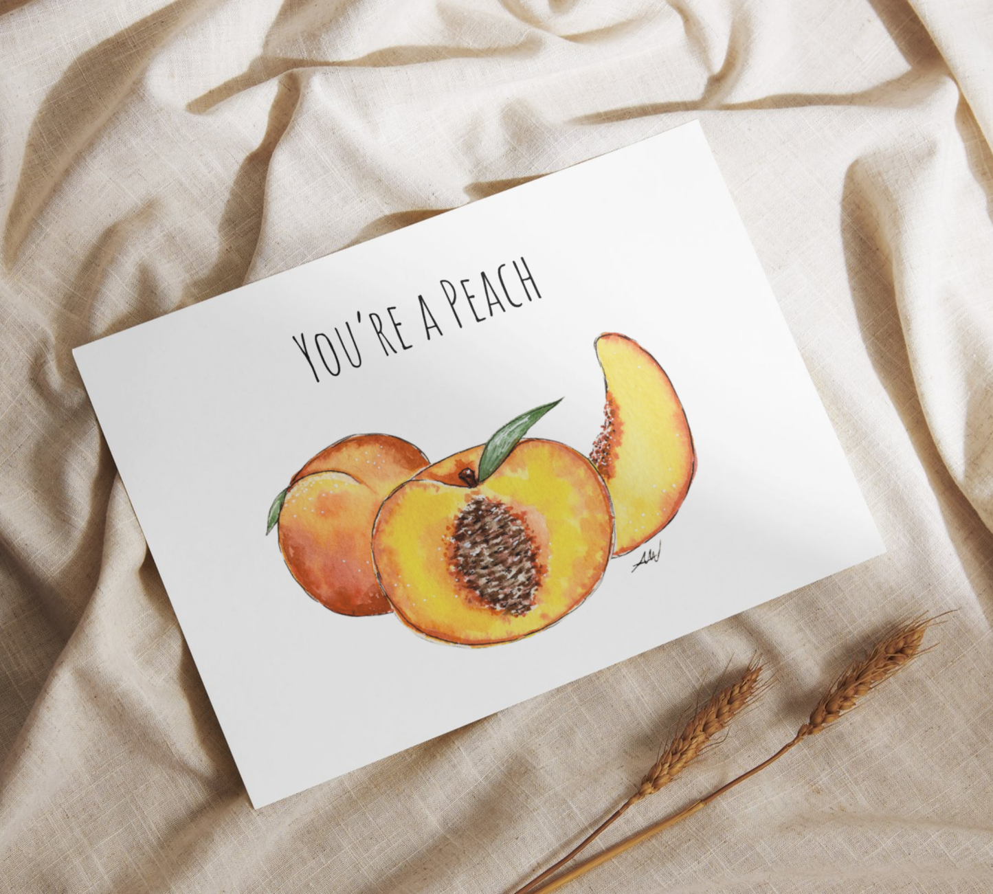You're a Peach Watercolor Greeting Card