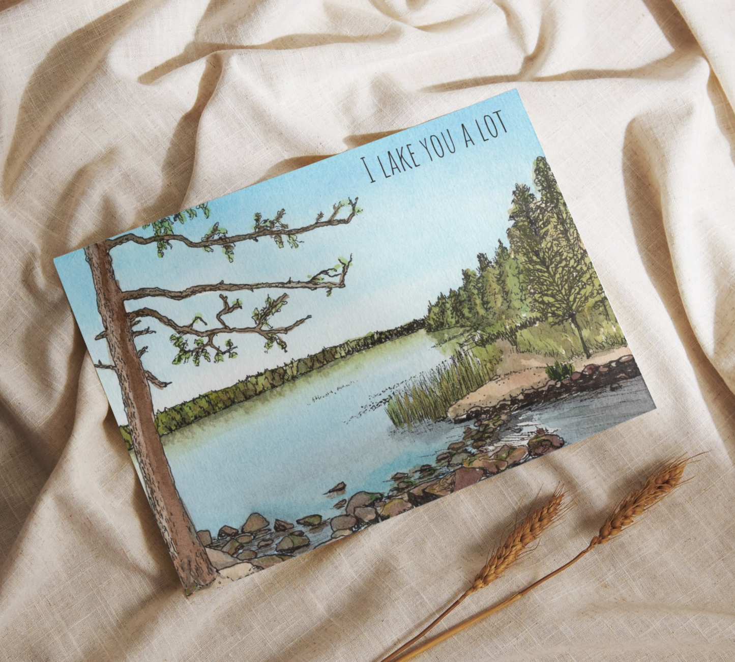 I Lake You a Lot Watercolor Greeting Card