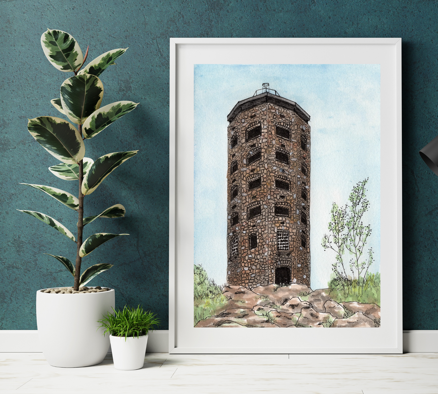 Enger Tower Pen and Watercolor Art - Archival Quality Art Print