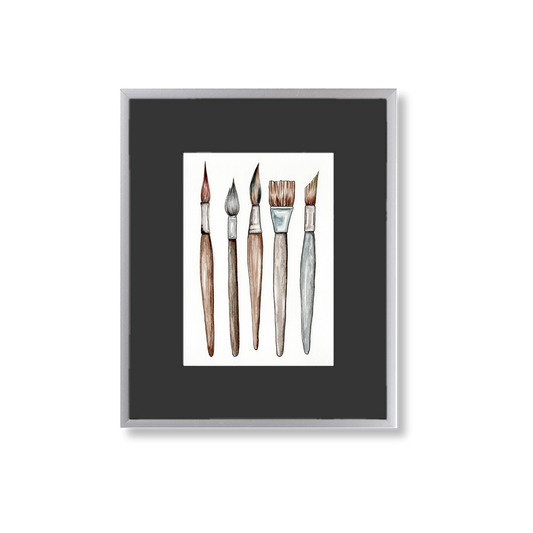 Paint Brushes - Framed Original Watercolor Painting