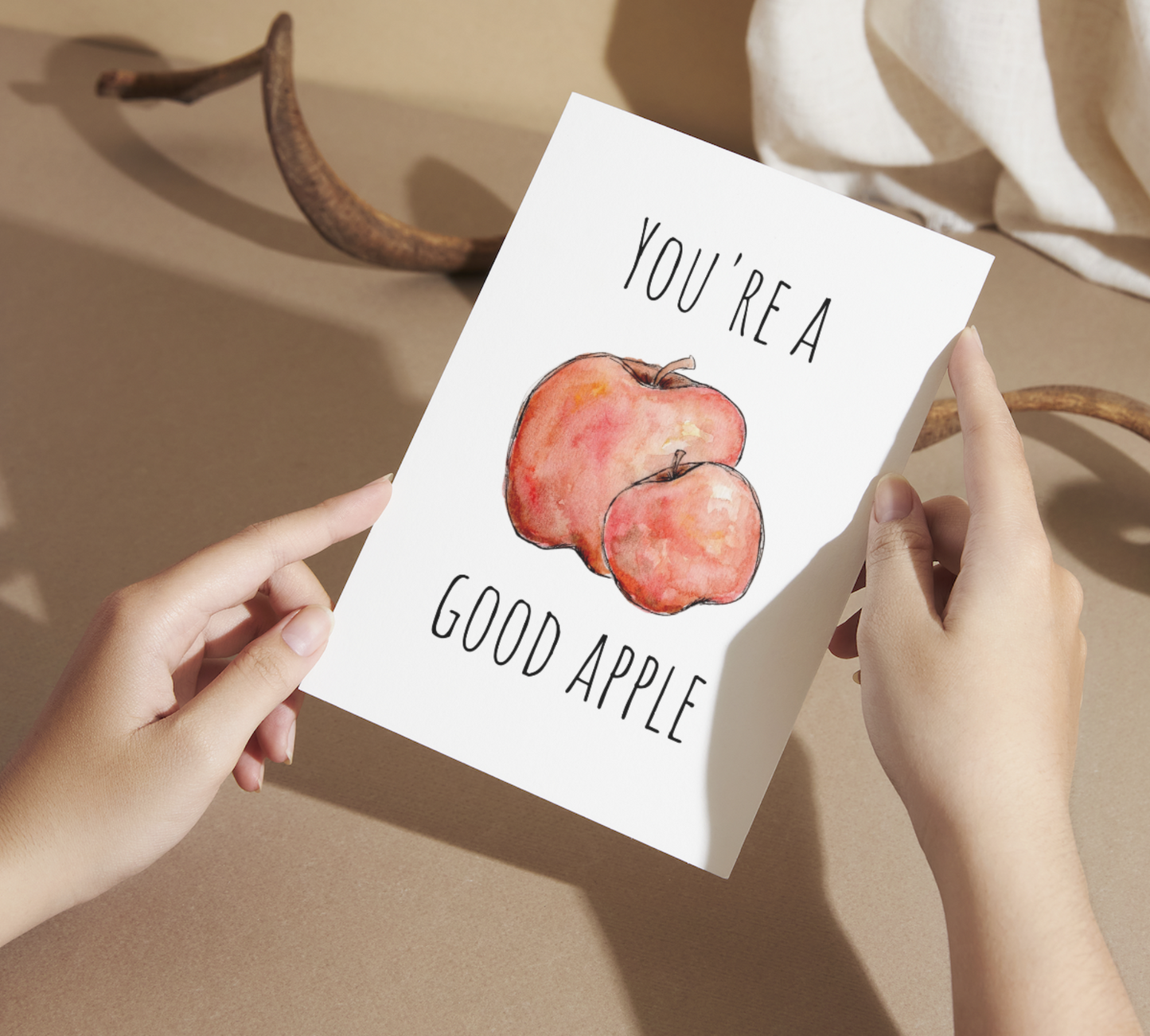 Good Apple Watercolor Greeting Card