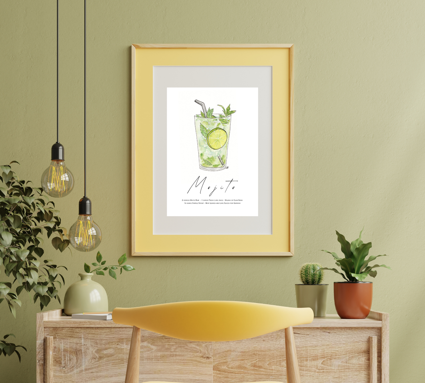 Mojito - Pen and Watercolor Archival Art Print