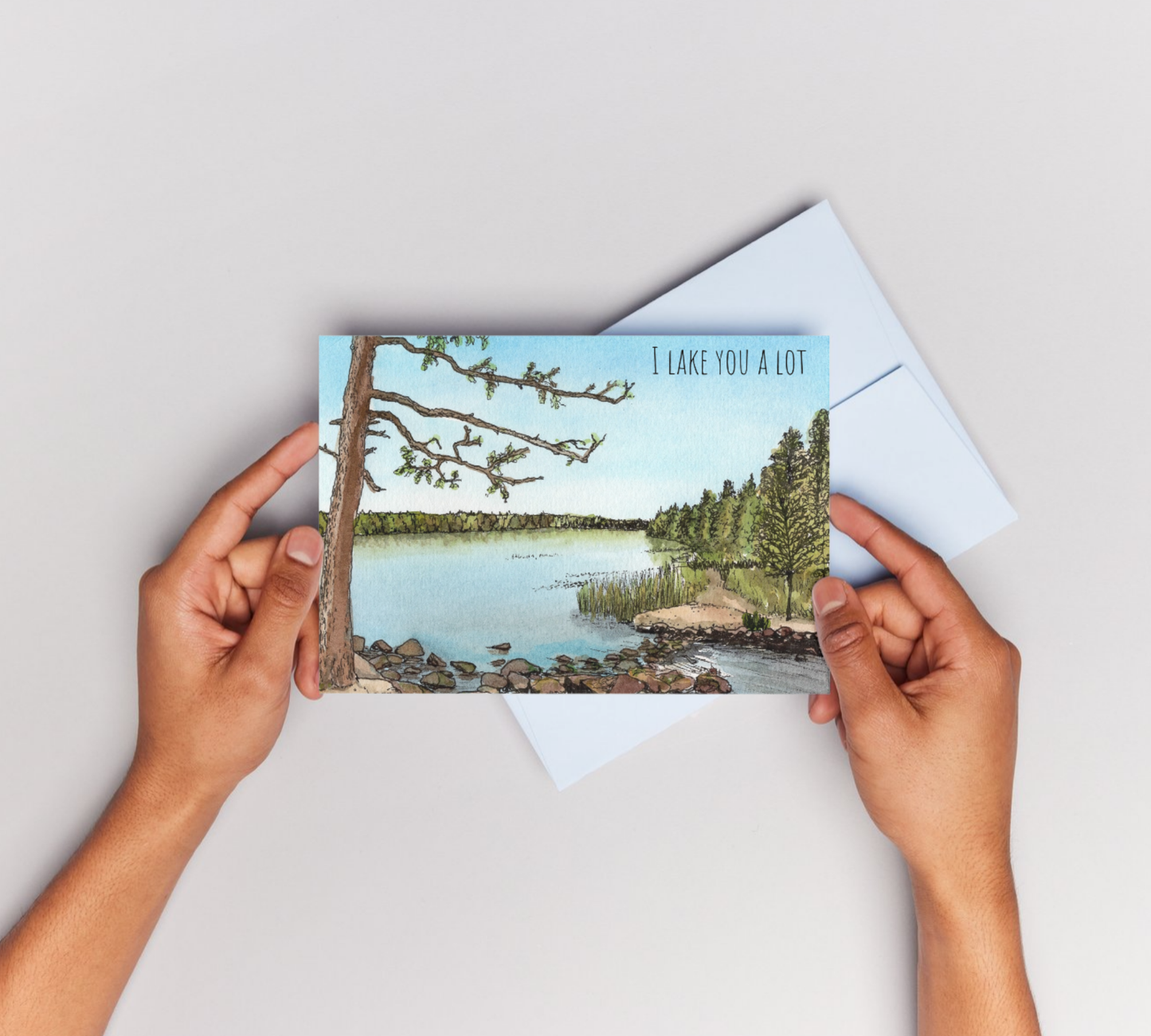 I Lake You a Lot Watercolor Greeting Card