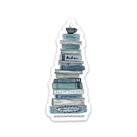 Stack of Books and a Cup of Tea - Vinyl Decal Sticker