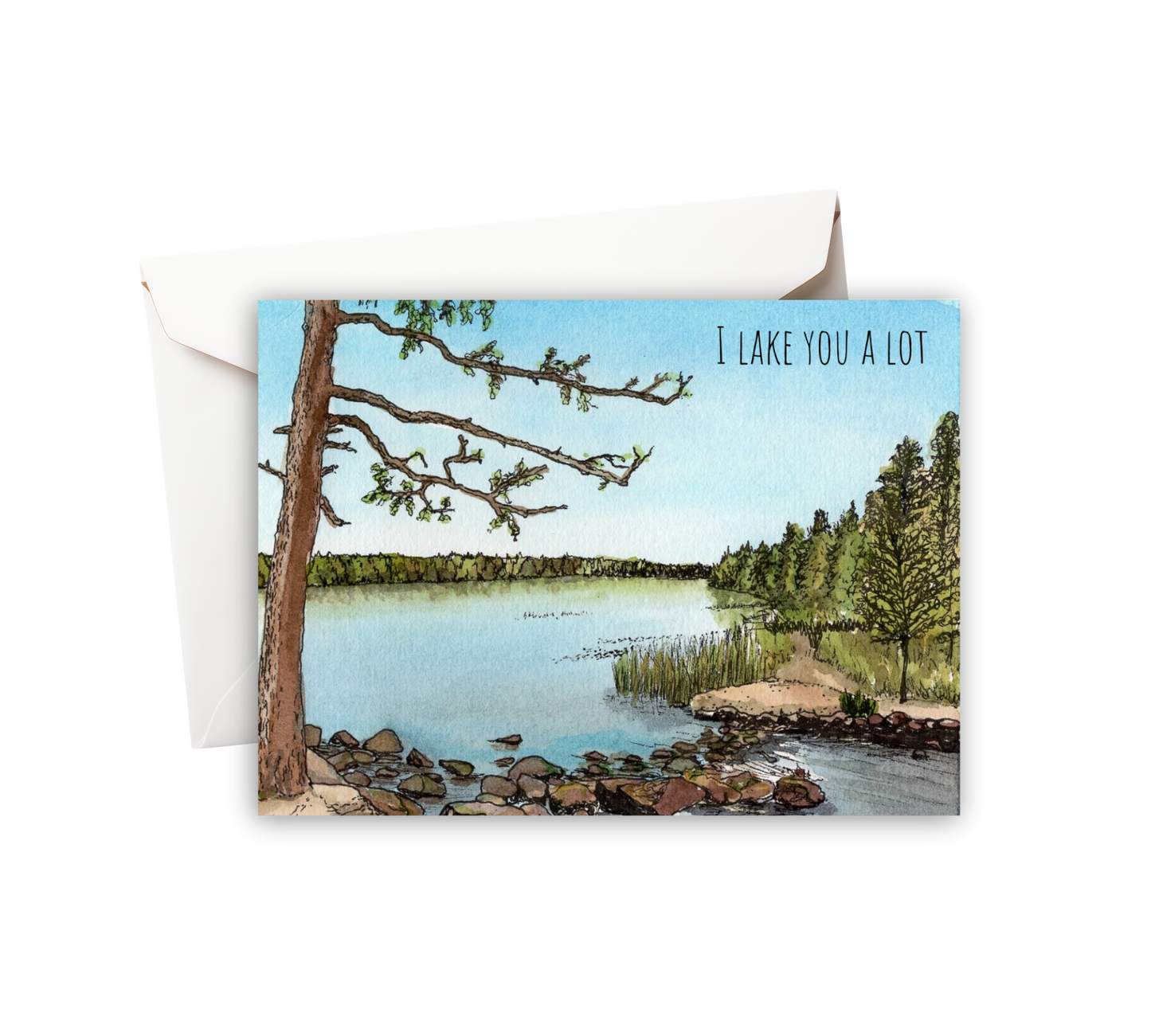 I Lake You a Lot Watercolor Greeting Card
