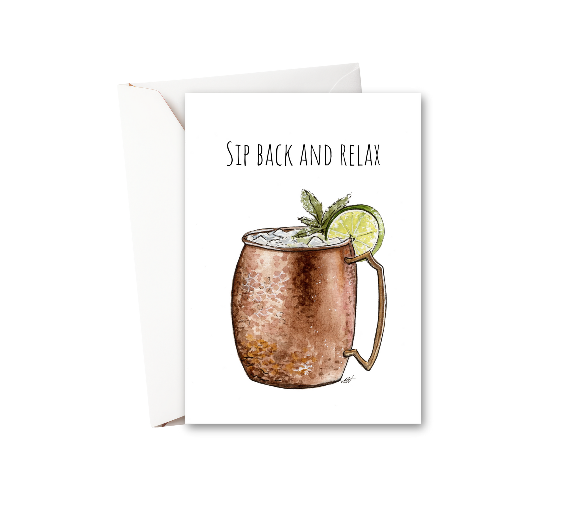 Sip Back and Relax Watercolor Greeting Card - alyssawhetstoneart