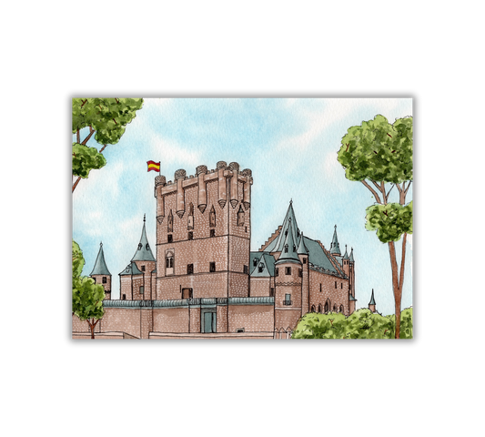 Alcazar Segovia Castle - Pen and Watercolor Art - Archival Quality Art Print