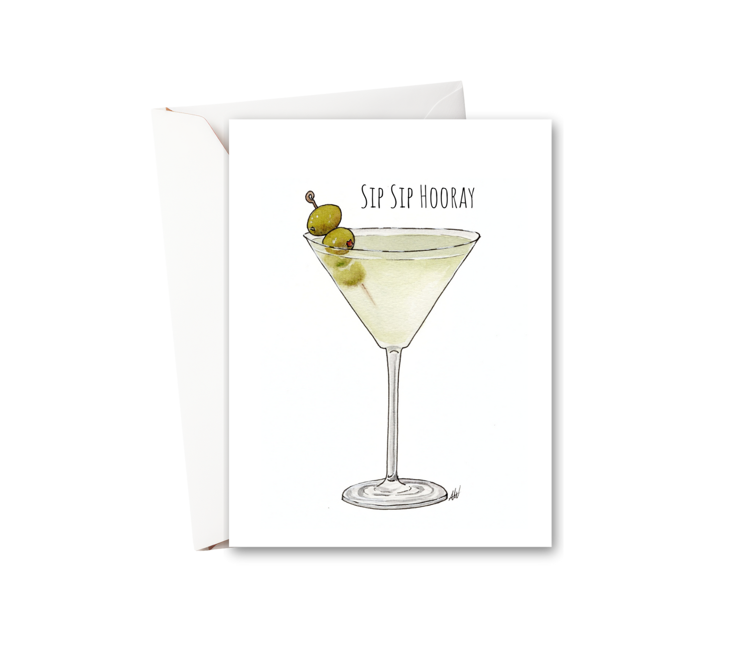 Sip Sip Hooray Watercolor Greeting Card