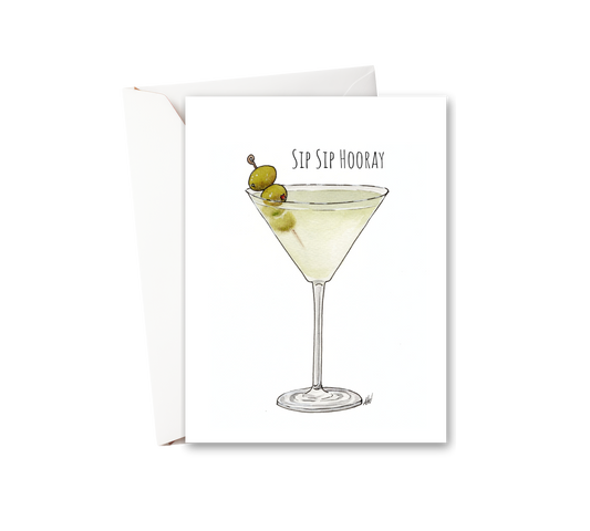 Sip Sip Hooray Watercolor Greeting Card
