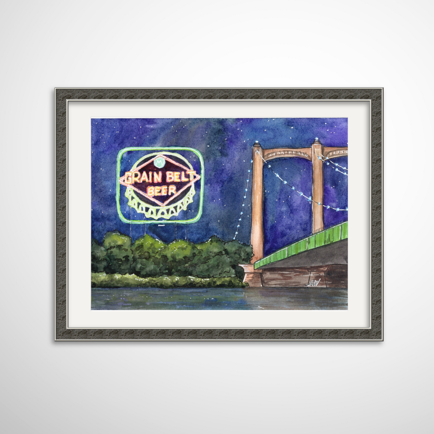 Grain Belt Beer Sign at Night Fine Art Print