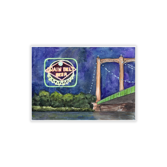 Grain Belt Beer Sign at Night Fine Art Print