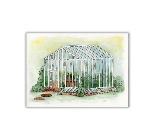 Greenhouse - Pen and Watercolor Archival Art Print