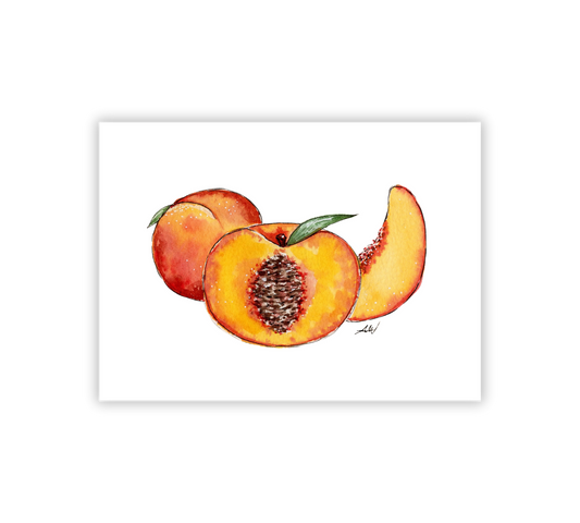 Peaches - Pen and Watercolor Archival Art Print - alyssawhetstoneart