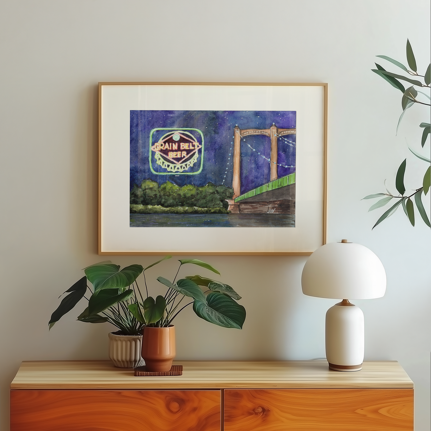 Grain Belt Beer Sign at Night Fine Art Print