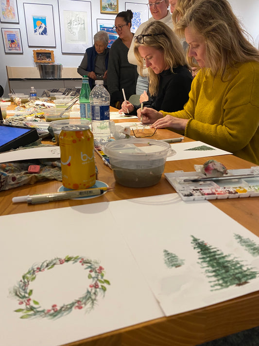 Holiday Cards Watercolor Class with Farmtown Brew Hall