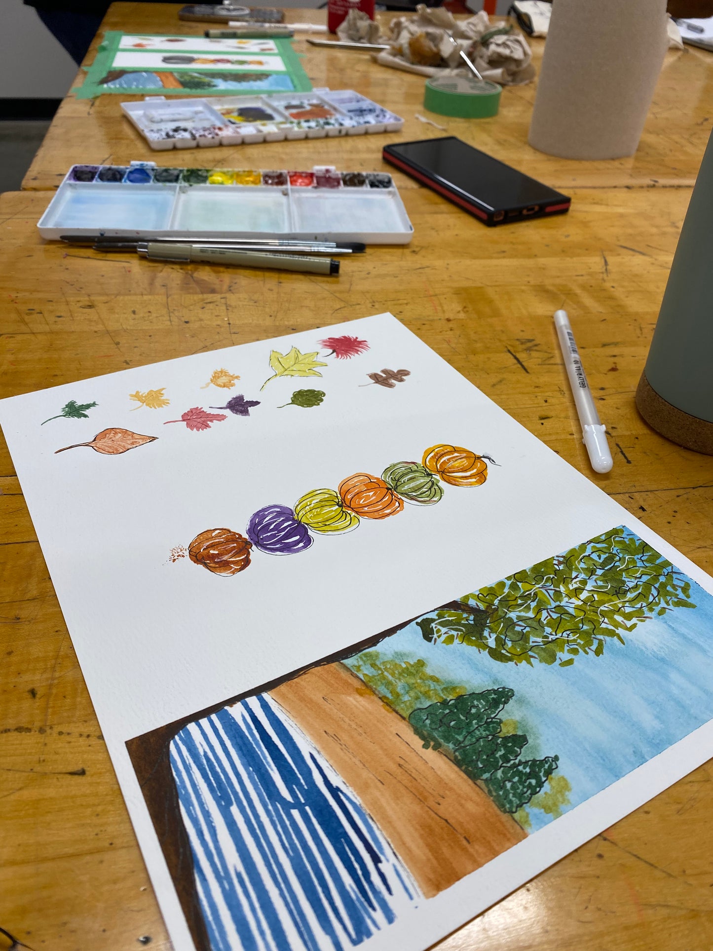 Autumn Bookmark Watercolor Class with Farmtown Brew Hall